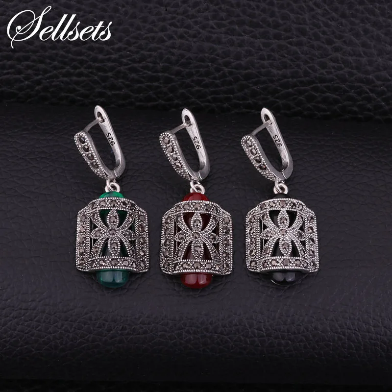 Sellsets винтажные Серебристые Металлические Модные висячие серьги закрепляющие