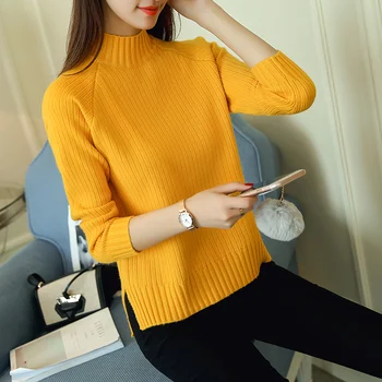 

In the autumn of 2017 new sweater shirt loose sweater female Korean all-match coat a split fashionista