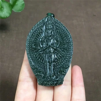 

Hetian yu thousand hands view pendant fine material skillful carved yu pendant hp