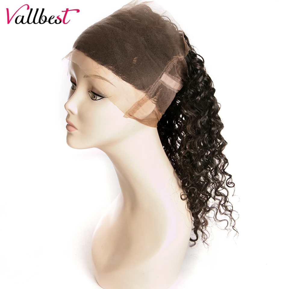 Vallbest глубокая волна закрытие 360 Кружева Фронтальная человеческие волосы пряди с ребенком remy волосы 1B натуральный черный свободная часть закрытие