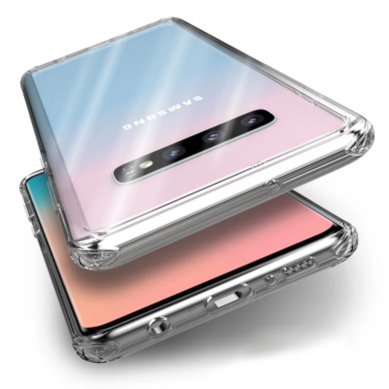 For Samsung S10 Plus Case Anti-shock Transparent Tpu Silicone Acrylic Pc Back Cover Fundas for Galaxy S10+ S10e |