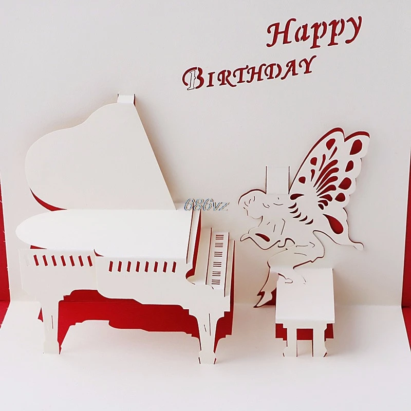 День рождения поздравительные открытки 3D лазерная резка с днем рождения поздравительные открытки пианино поздравительные открытки ручной работы на заказ подарок