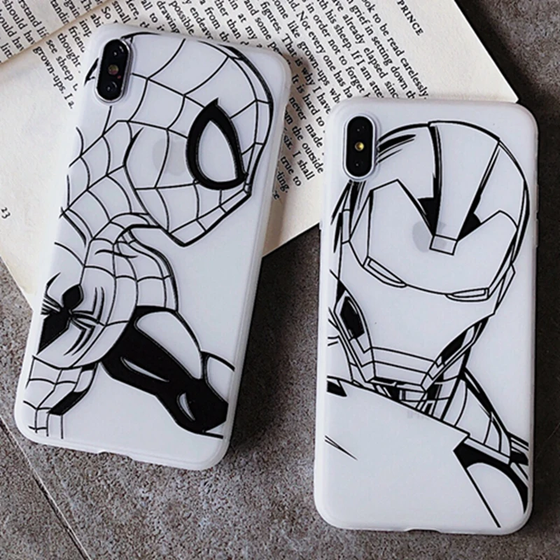 

Marvelthe Avengers Spiderman Iron Man Phone Cover Case For Iphone X Xs Max Xr 10 8 7 6 6s Plus Luxury Soft Silicone Coque Fundas