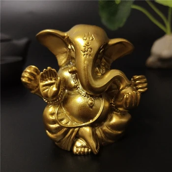 

Golden Elephant God Lord Ganesha Buddha Statue Indian Ganesh Sculpture Figurines Ornaments Home Garden Buddha Decoration Statues