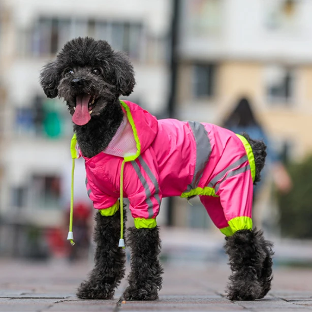 

Dog Rain Coat for Small Medium Dogs Waterproof Puppy Rain Clothes Reflective Dog Raincoat Breathable Spring Pet Jumpsuit Overall