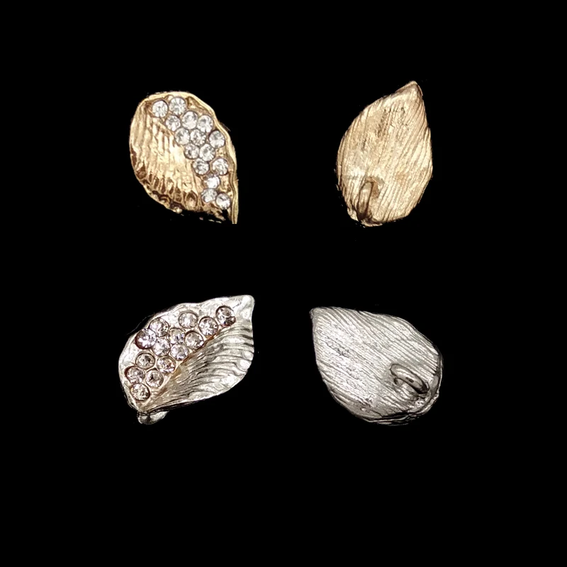 

Leaf With Rhinestone Jewelry Accessories Back With Ring Gold And Silver Connectors Jewelry Making DIY Accessories Free Shipping