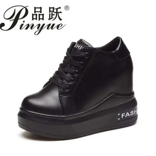 

Women Casual Shoes Thick High Heels Increased Internal Wedges Platform Shoes White Black Women Sneakers size 34--39
