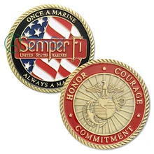 1PC's Sample U.S. Marine Corps Challenge Coins Semper Fidelis Once A Marine Always A Marine Honor Courage Commitment USMC Coin charlotte maclay with courage and commitment