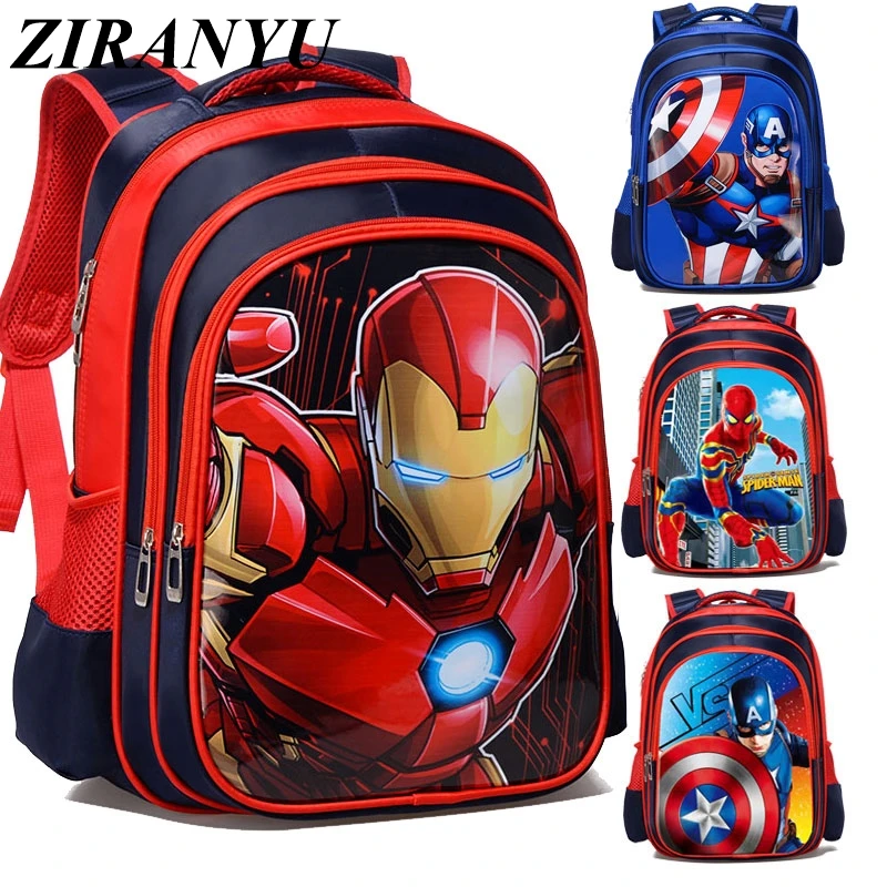 

3D Cartoon Iron Man Spiderman Captain America Boy Girl Children Kindergarten School bag Teenager Schoolbags Student Backpacks