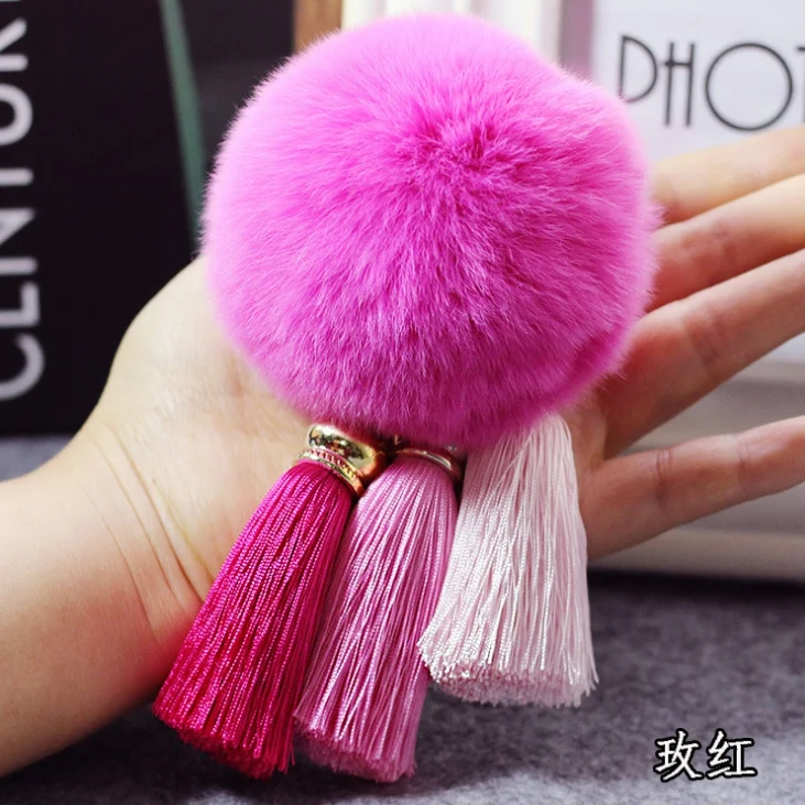 2018Fur Pom брелки искусственный кроличий мех шаровая цепочка для ключей Porte Clef pom De Fourrure пушистая сумка шармы кролик брелок Брелок - Цвет: 12