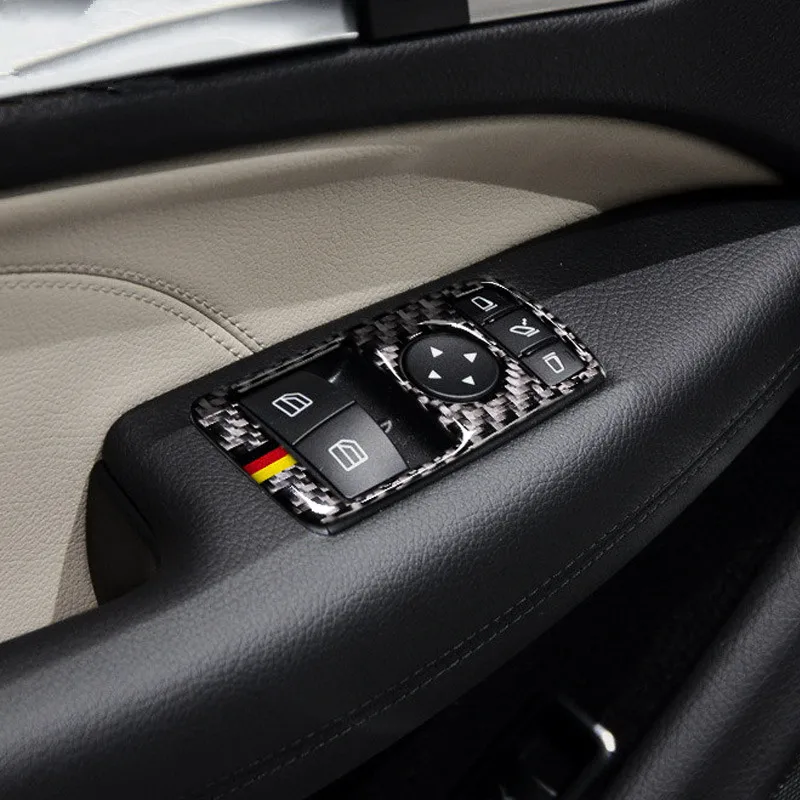 Стеклоподъемник из углеродного волокна, кнопки, рамка, декоративная крышка, отделка 2 шт. для Mercedes Benz W204 W212 C E Class Coupe