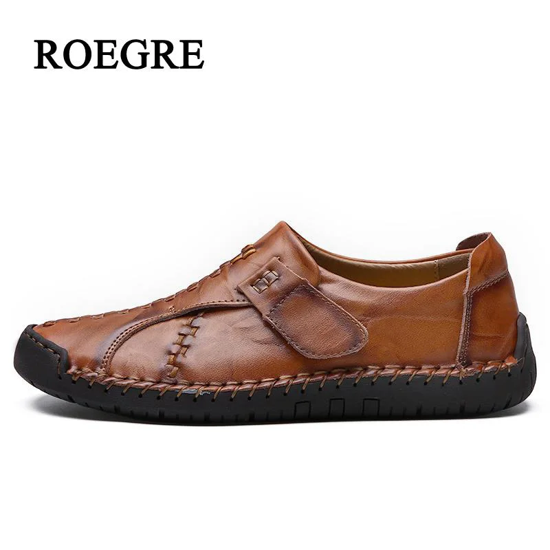

ROEGREBrand Quality 2018 Comfortable Men's Flats Loafers men Shoes Lace-up Solid Men's Leisure Shoes Leather Casual Shoes Freesh