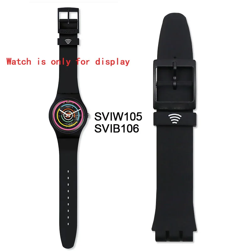 Силиконовый ремешок Мужские аксессуары для часов Пряжка 19 мм для Swatch SUOB704 SUOZ147SUOW701 спортивный водонепроницаемый ремешок для часов - Цвет ремешка: SVIW105