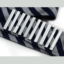 Горячая Распродажа, 4 см, 10 моделей, розничная, короткий серебристый цвет, мужской металлический галстук, галстук-бар, мужской хромированный зажим, простые узкие Зажимы для галстука, булавки