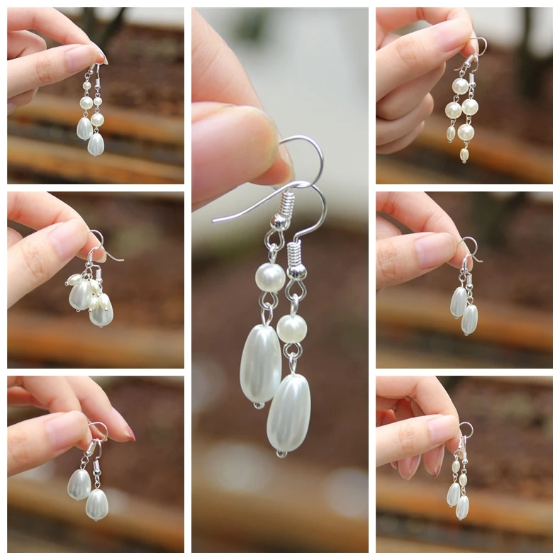 

silver Round Drop Freshwater Pearls Earrings Simple Earrings for Women Hanging Pearl Wedding Earrings Baroque gift for Girl Sea