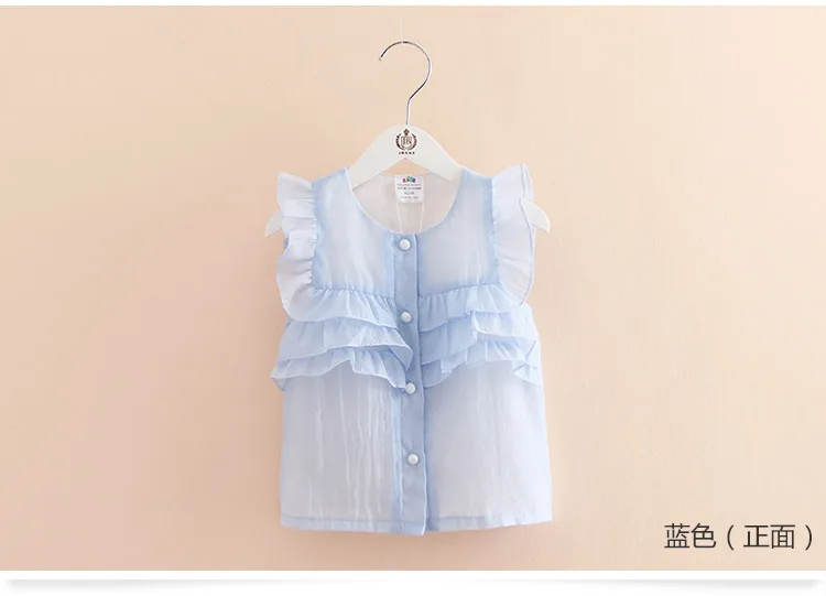 2018 Hot Summer New Design 2 3 4 6 8 9 10Years Thin Sweet Cute Solid Color Short Fly Sleeve Blouse Baby Kids Girls Chiffon Shirt (12)