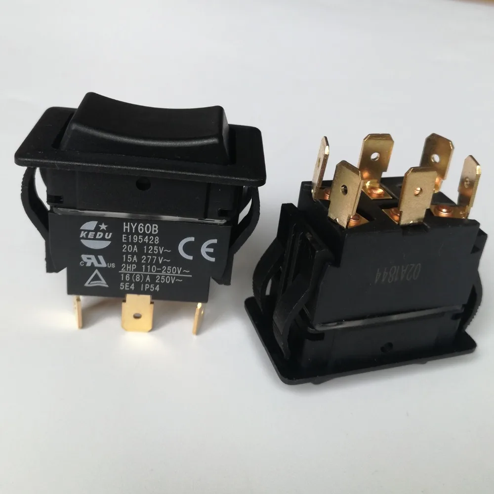 2 шт. KEDU HY60B 6 контактов 125/250 в 20/15A промышленный Электрический мощность на Off рокер кнопочный переключатель для механические инструменты