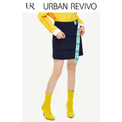 UR 2019 новые весенние Молодежные женские Цвет-блок юбка-трапеция с кулиской detailingYV05S5AN2001