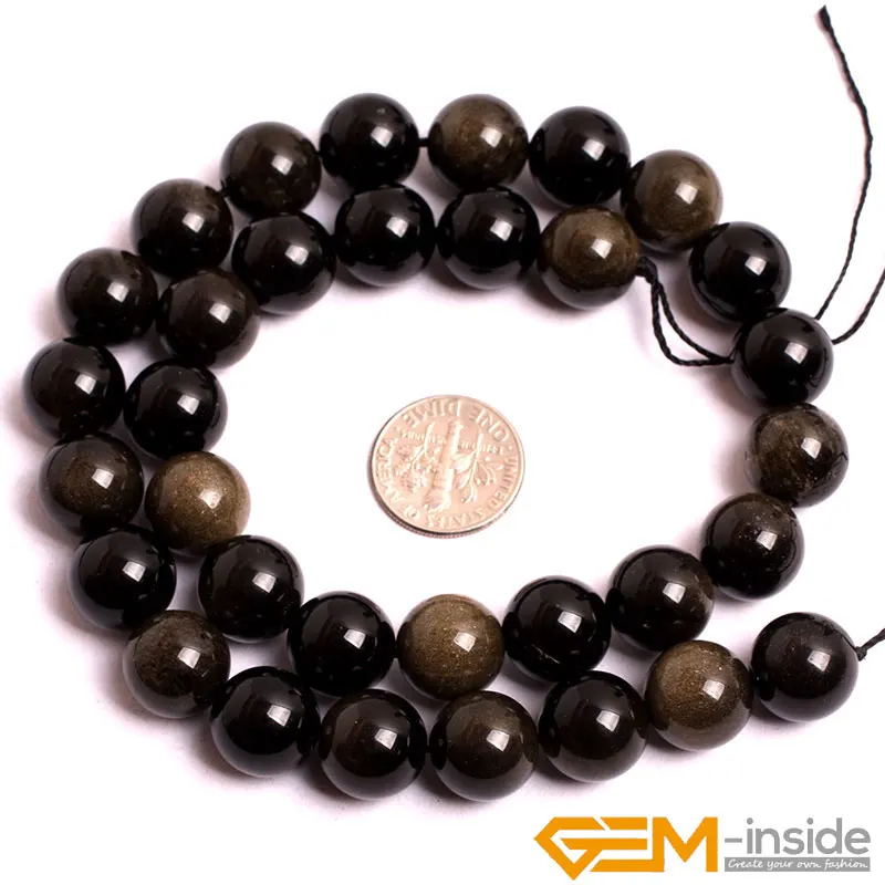 Natural Stone Golden Obsidian Round Beads For Jewelry Making 15" 6mm 8mm 10mm 