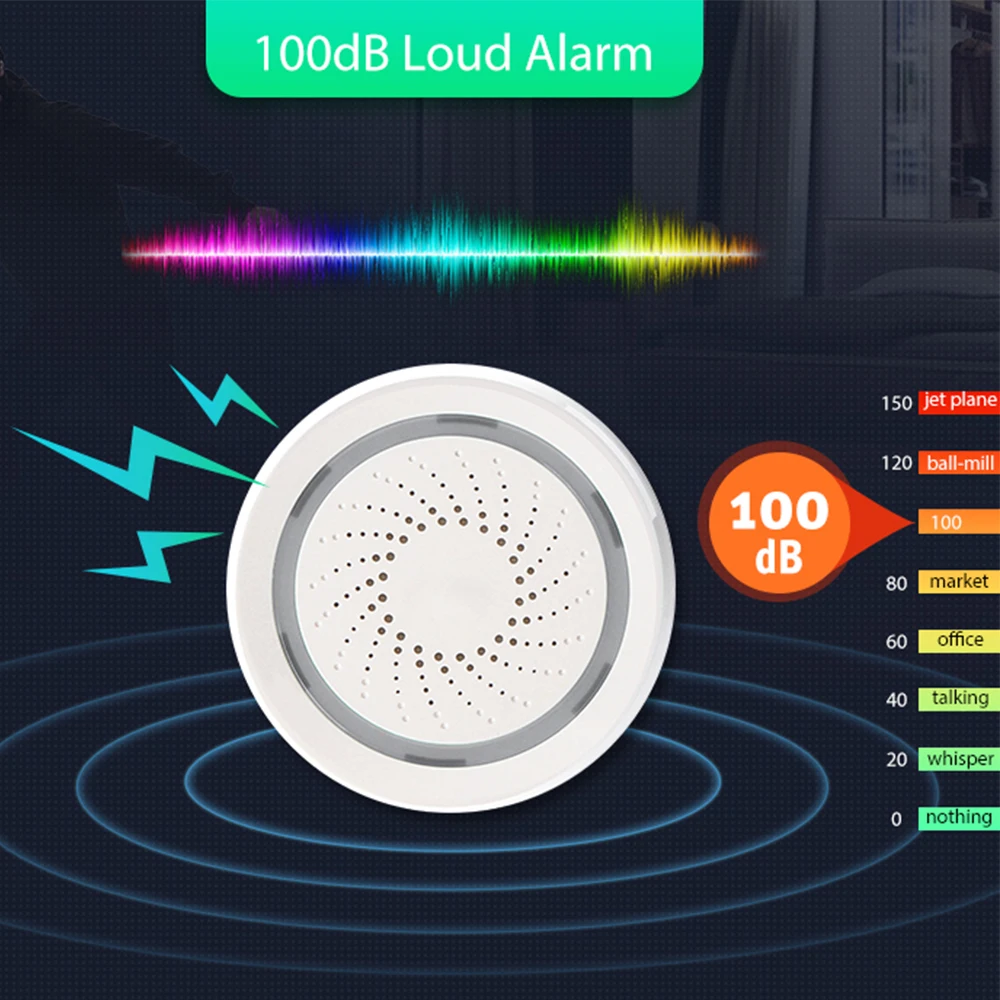 100 дБ звук беспроводной Wi Fi туя сирена сенсор умный дом системы безопасности Alexa Google IFTTT
