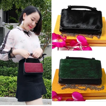 

Woman mini shoulder bag,handbag,clutch,crocodile pattern,horse hair,geniune leather card holder office lady evening party ball