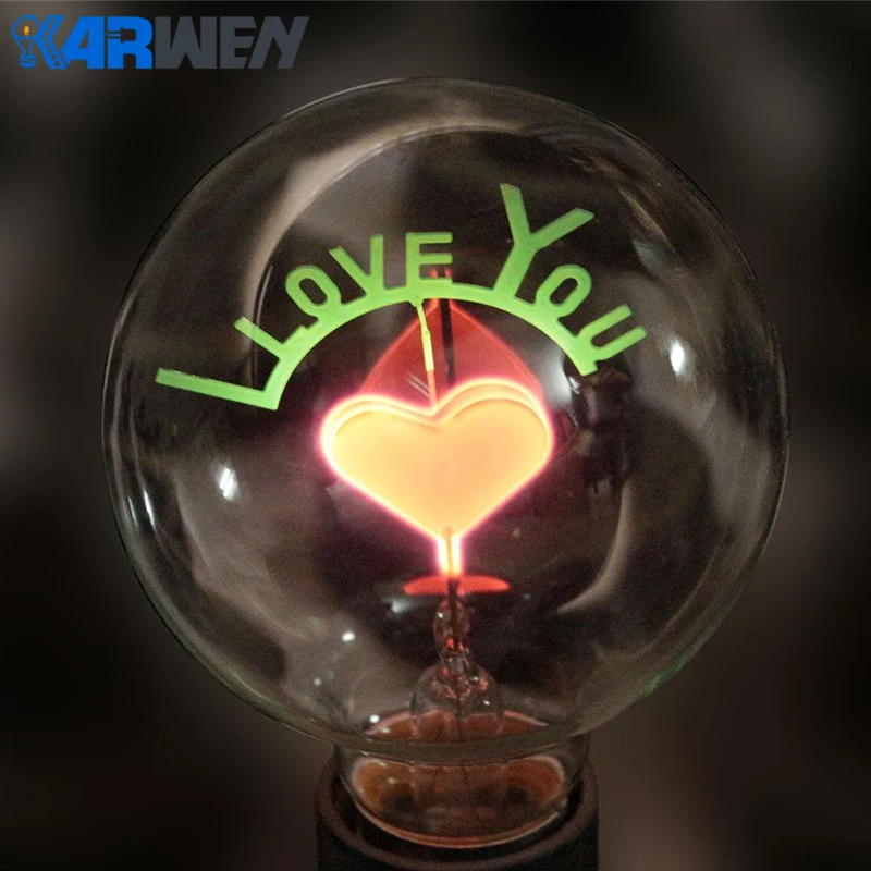 KARWEN 6 шт. винтажная лампочка эдисона E27 для дома ночник G80 Rose и цветок I Love You