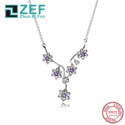 ZEF pan 925 ожерелье из стерлингового серебра для женщин, классическая элегантность в форме цветка, роскошные и оригинальные ювелирные изделия