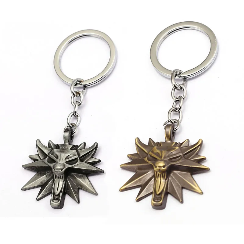 

The Witcher 3 Keychain Wolf Head Metal Key Chain Ring Chain 2 Colors Chaveiro Sleutelhanger Porte Clef Birthday Men Gift Jewelry