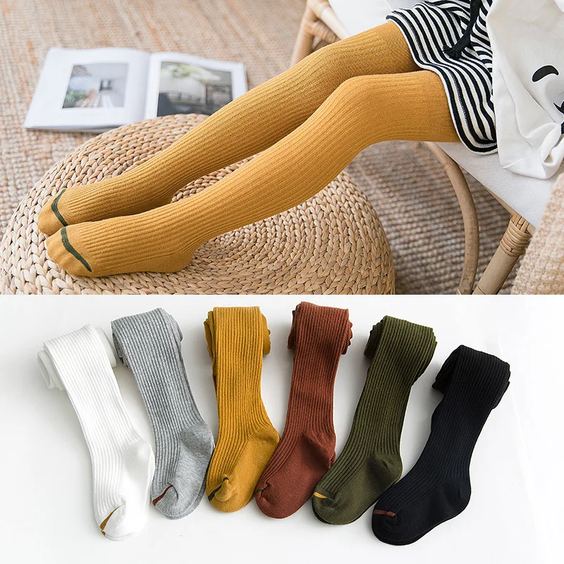 

GZhilovingL Spring Girls Baby Cotton Long Leg Warm Stockings Solid Knitted Ribbed Pantyhose For Girl Kids Child Tights Stocking