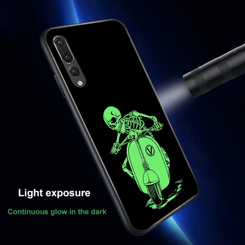 Чехол ciciber с забавным интересным черепом для huawei P30 P20 mate 20 Lite Pro, светящиеся чехлы из закаленного стекла для Honor 10 Lite