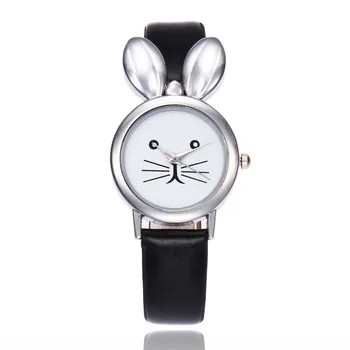 

relojes mujer 2019 Cartoon Watches Women Rabbit Silver Leather Bracelet Wrist Watches For Women Quartz Watch Ladies Clock Gifts