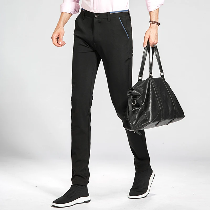 HCXY дизайн весна лето мужские Смарт повседневные брюки тонкие прямые брюки тонкие гладкие тянущиеся деловые мужские Размер 38