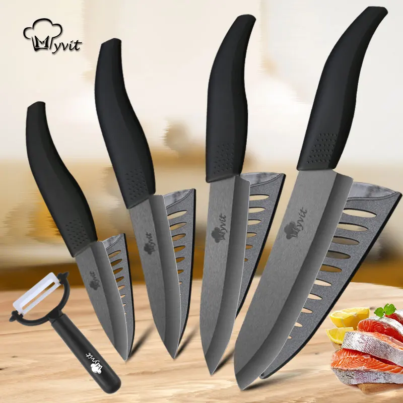 Ceramic Knife 3 4 5 6 inch paring utility slicing chef meat kitchen Knives Black Zirconia blade color anti-slip handle cutter