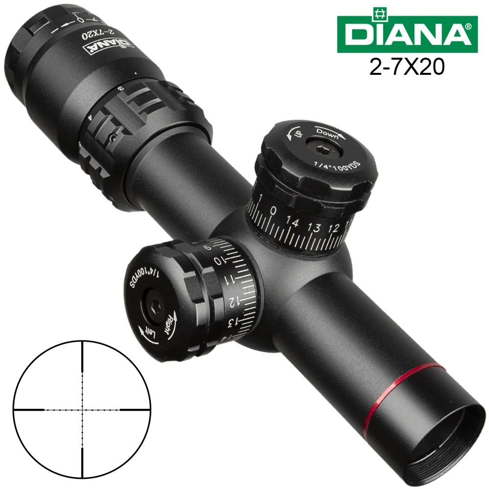 DIANA 2 7X20 прицелы быстрого назначения охотничьи Mil dot оптический прицел мобильный