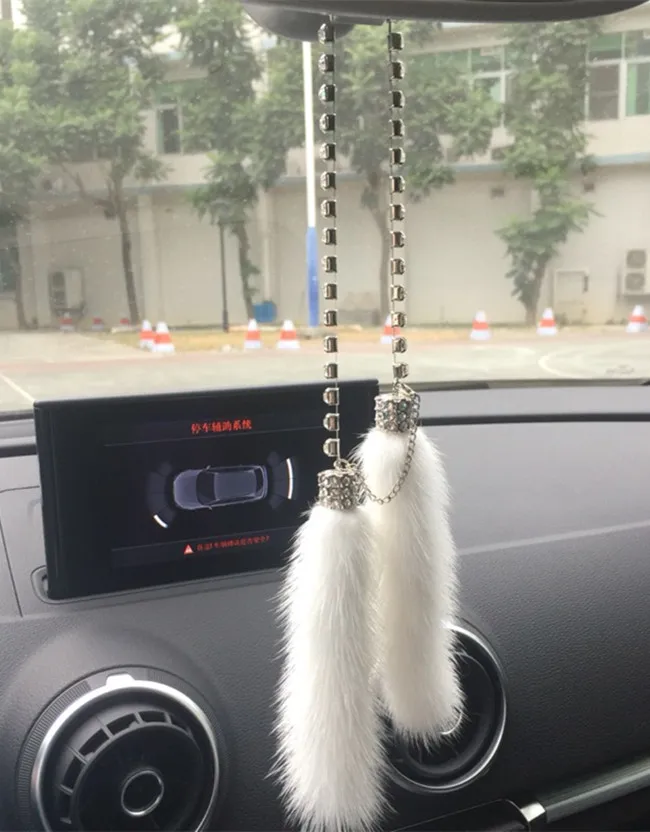 New Fashion Martes Fur Car Rearview Mirror Hanging Ornament Pendant Car Interior Decoration