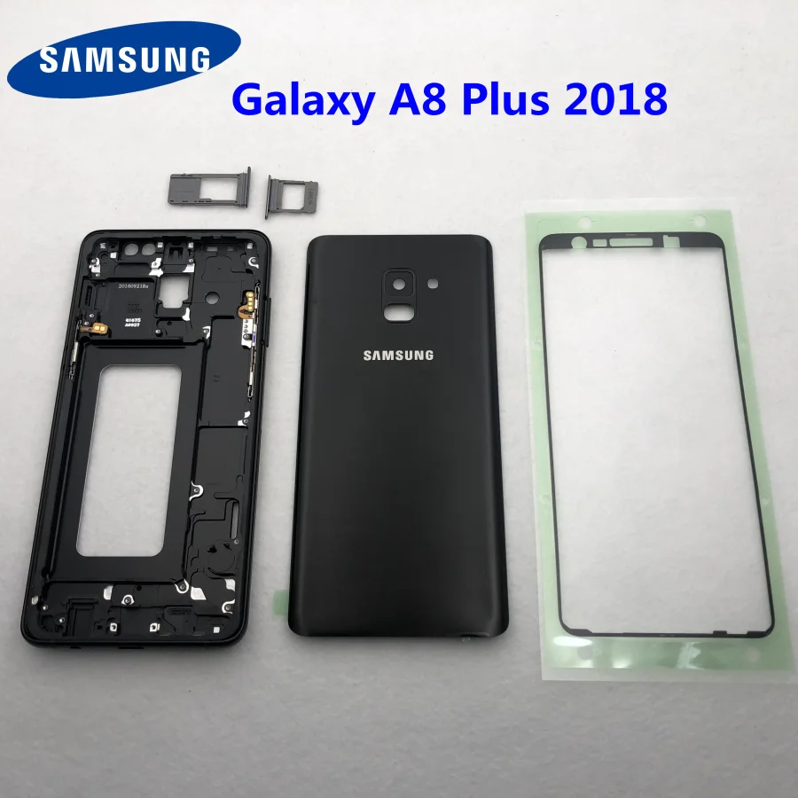 Для samsung Galaxy A8 Plus A730 A730F полный корпус средняя Рамка металлический ободок Корпус Шасси A8+ батарея стекло задняя крышка