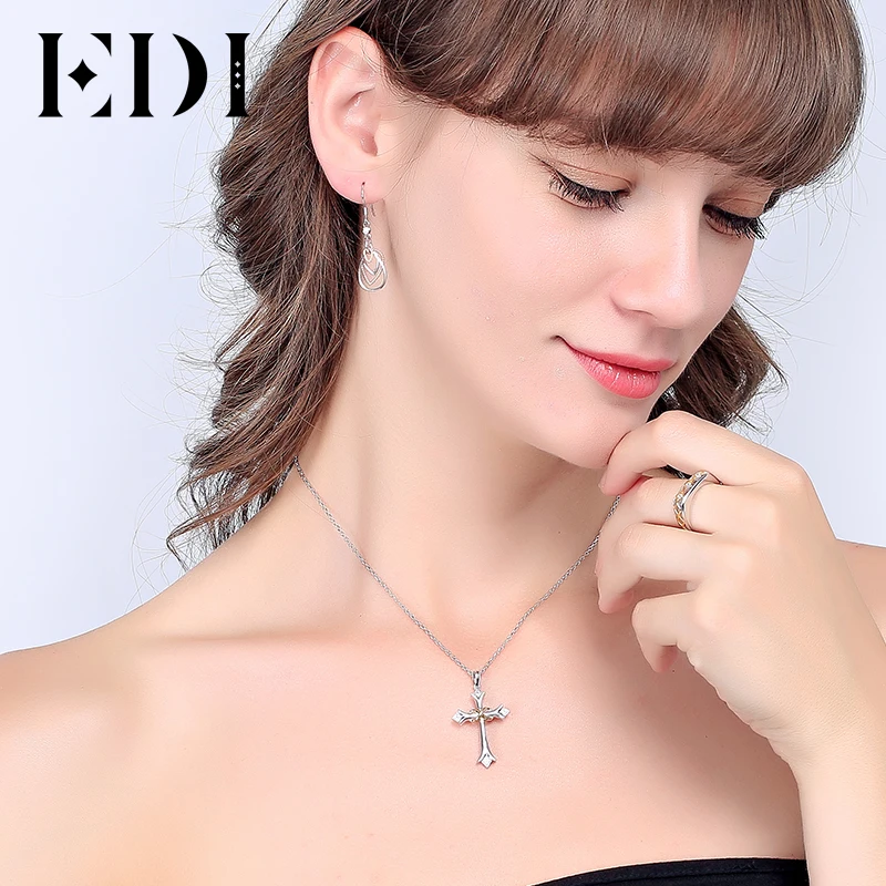 EDI настоящий крест натуральный 0.04ct круглый белый топаз драгоценный камень 925