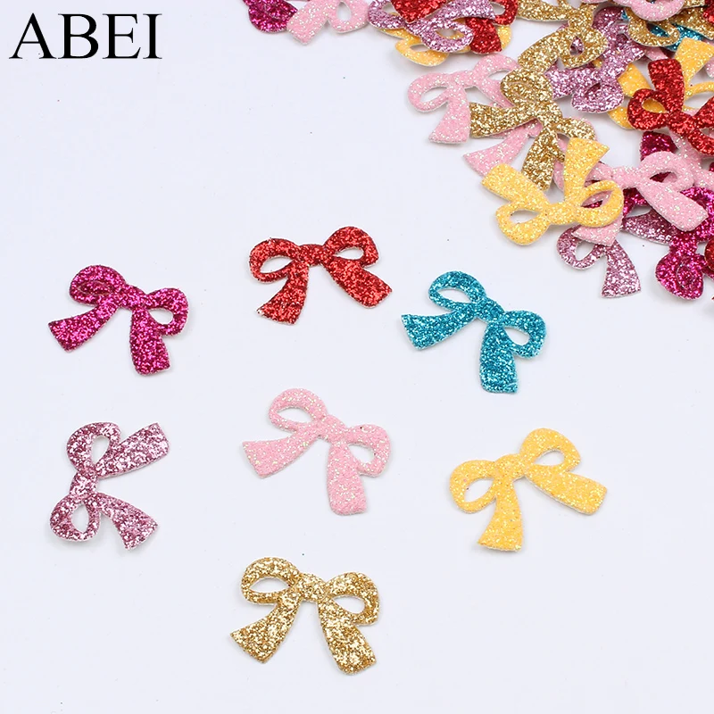 

50pcs Mini Cartoon Bow Patch Glitter Bows Patches DIY Headwear Craft Material handmade Sewing Garments Clothes Ornaments