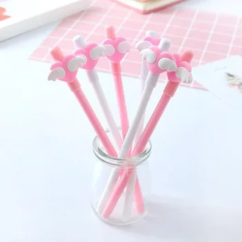 

2pc Cute Wings Love Gel Pen Cartoon Student Writing Tools 0.5mm Black Refill Pen Children'S Stationery Gifts Office Supplies