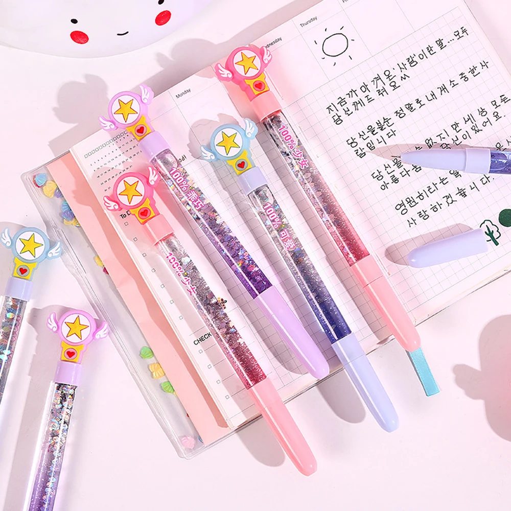 1 шт. милая розовая ручка Cardcaptor Sakura динамический жидкий зыбучий песок кристальная