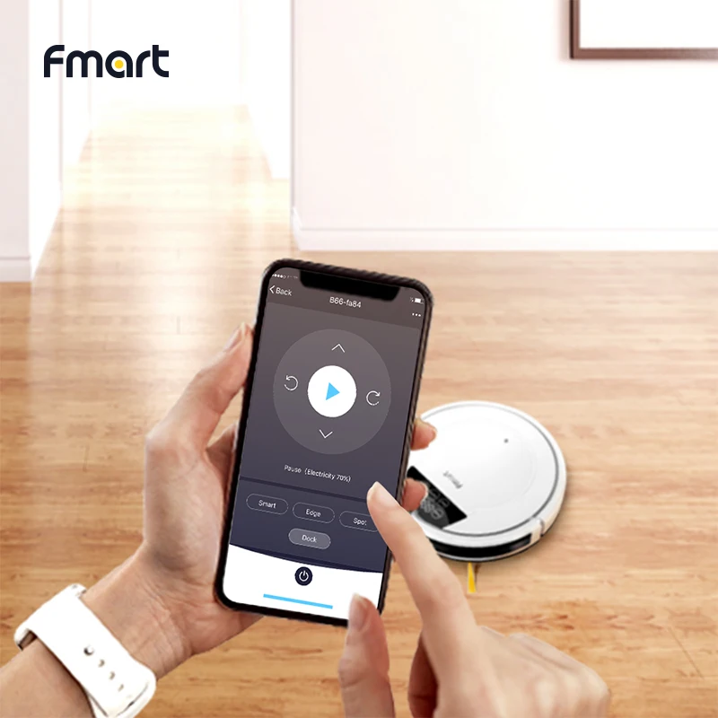 Fmart E-R550W(S) Robot Vacuum Cleaner Wifi and Voice Control 1200pa Suction Auto Charge for Hard Floor Vacuum Cleaner for Home