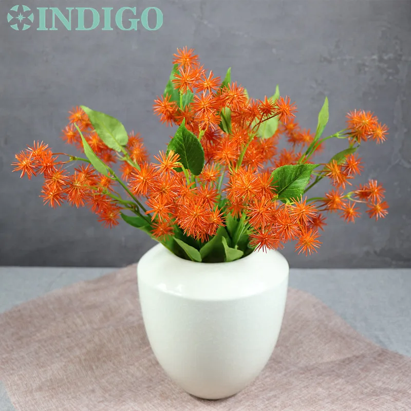 

10pcs Orange Burr Flower Plastic Ball Form Flower Hydranea castor-oil plant Wedding Event Party Table Flower Free Shipping