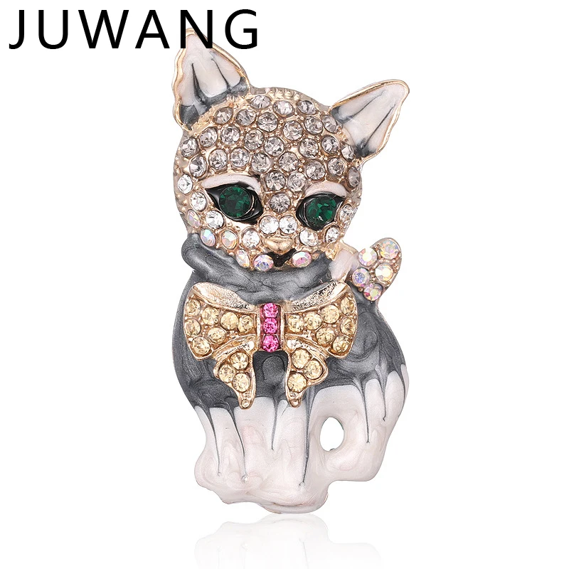 

Cute Lively Pride Cat Brooches for Women Blue Crystal Enamel Pin Black Animal Brooch Hats Scarf Suit Jewelry Accessories