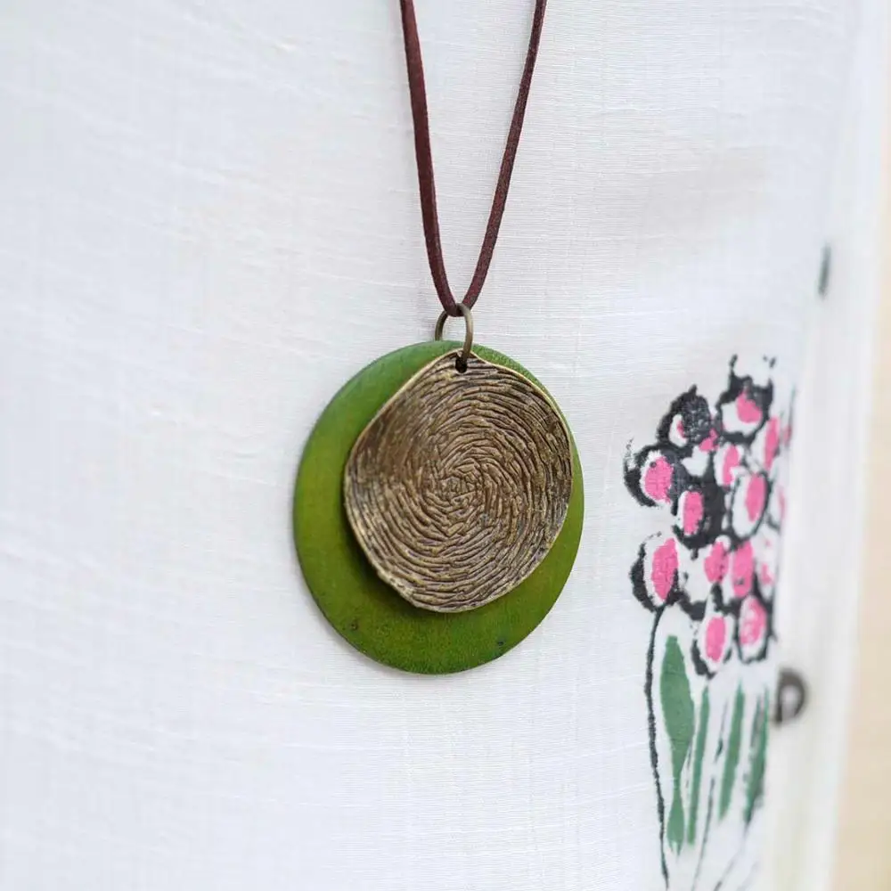 Г. Винтажные Колье женщина ожерелье Модные украшения деревянный кулон ожерелье для женщин ожерелье Mujer Kolye - Окраска металла: Green