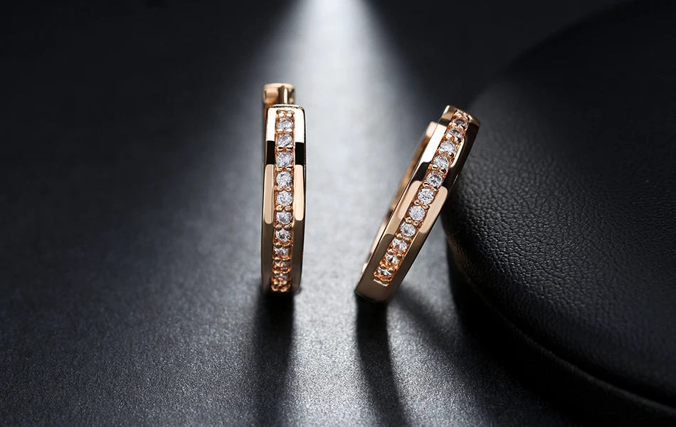 Effie Queen Cute Romantic Style Earrings Jewelry Gold -color Paved with AAA Cubic Zircon Stud Earrings for Women DDE34 7