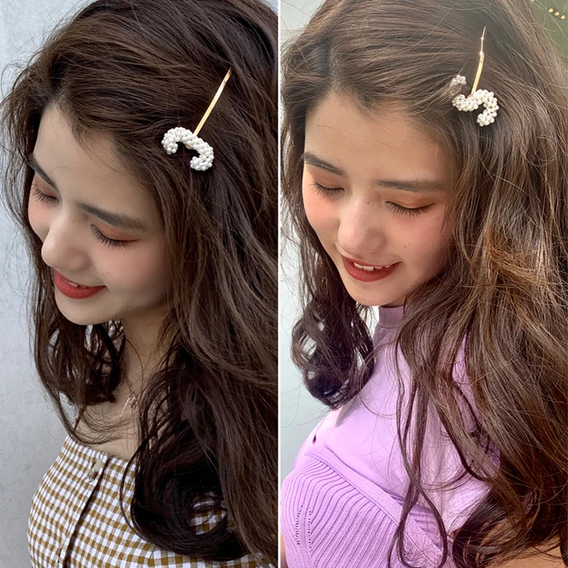 

Retro Pearl Hairpin English Letter Hair Clip Barrette Stick Hair Styling Accessories Jewelry Styling Tools Hair Clip Snap