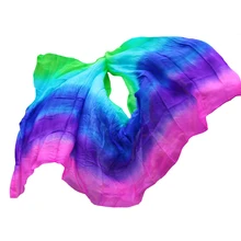 Натуральный шелк, градиентный цвет, вуаль для танца живота, 200x90 см, ручная работа, окрашенный шарф, аксессуары для танцоров живота для детей и взрослых, разные цвета