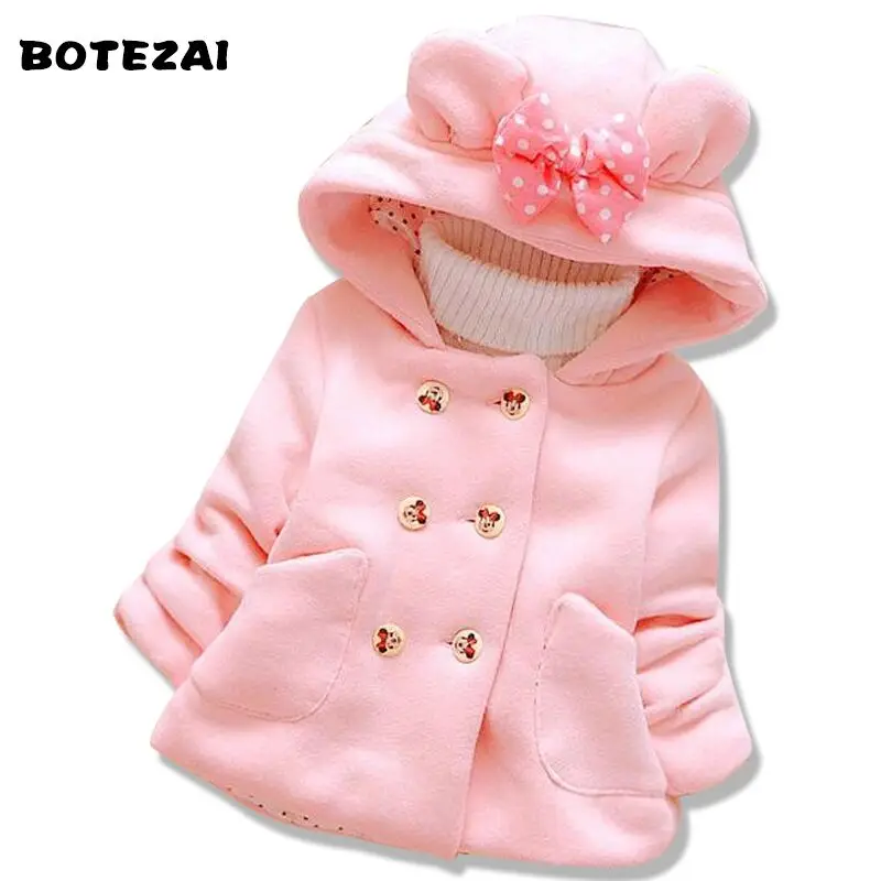 BOTEZAI Baby Girls Jacket 2017 Winter Jacker For Girls Minnie Coat Kids Warm Hooded Children Outerwear Coat Infant Girls Clothes цена BOTEZAI Baby Girls Jacket 2017 Winter Jacker For Girls Minnie Coat Kids Warm Hooded Children Outerwear Coat Infant Girls Clothes цены онлайн