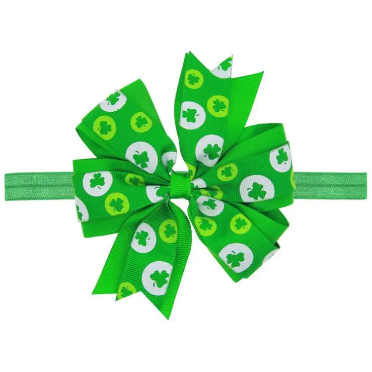 St. Patricks Day Four Leaf Clover hairbow1