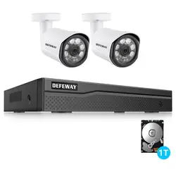 DEFEWAY HD 4CH NVR 1080 P POE 48 В CCTV Системы комплект 2MP IP Камера Водонепроницаемый ИК P2P видеонаблюдения 2 Камера 1 ТБ HDD